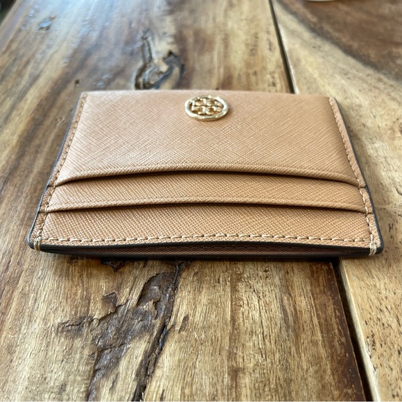 Tory Burch Robinson Leather Card Case in Cardamom (Tan) - Picture 8 of 10